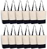 Azuca Canvas Bags Heavy Duty 12 oz with Bottom Gusset Grocery Beach Shopping Bag 17x14x4 Inches (Dark Blue - 12 Pack)