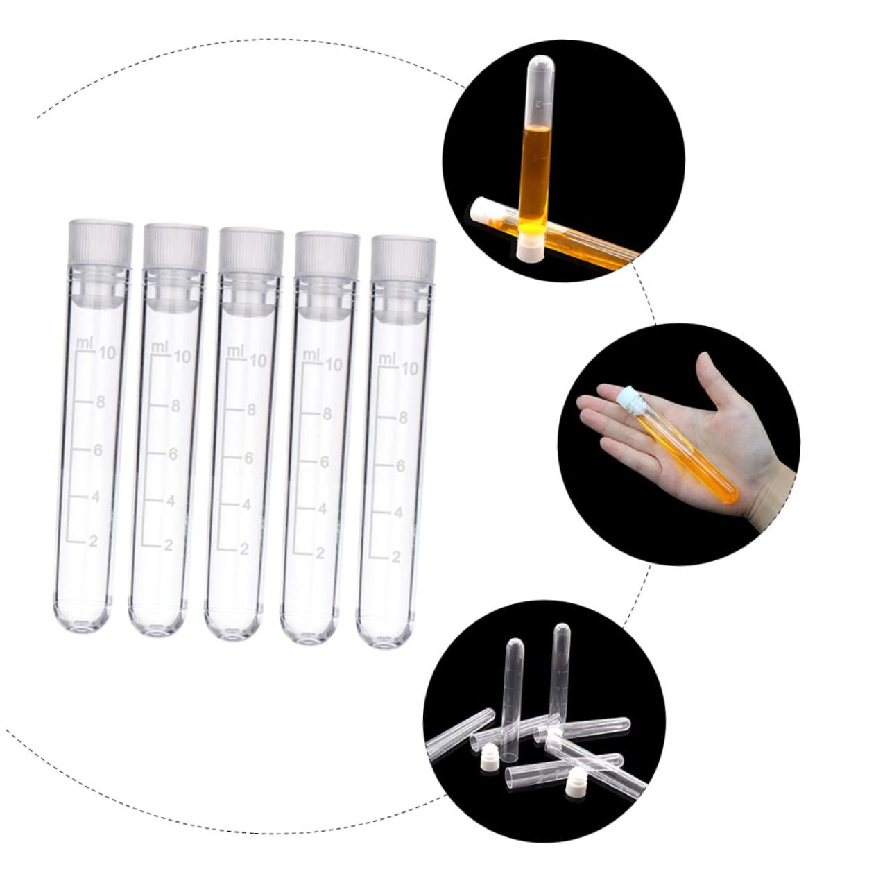 Produktbild von 10 Kunststoff-Reagenzgläser Mit Schraubdeckel – 9,5 Cm, Auslaufsicher & Robust, Für Labor, Kryo-Lagerung, Gewürze Oder Deko