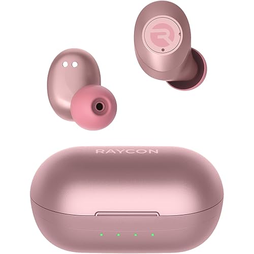 Raycon Everyday Earbuds Classic Bluetooth Wireless with Microphone - Stereo Sound, Active Noise Canceling, in-Ear Bluetooth Headset True Wireless Earbuds 32 Hours Playtime (Rose Gold)
