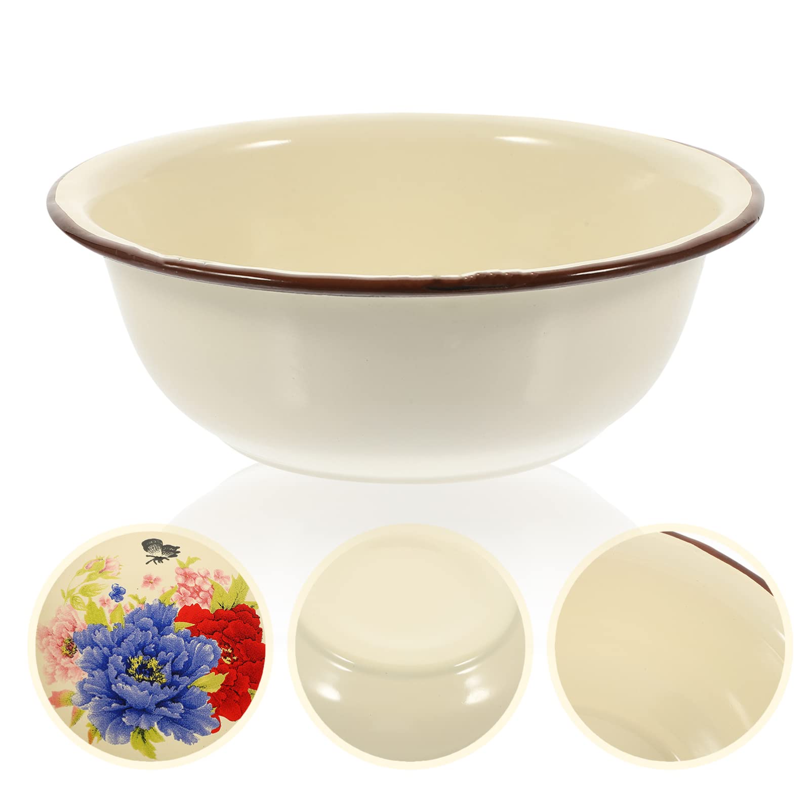Misa emaliowana Misa ceramiczna w kolorze emalii Kwiatowy wzór taca do serwowania żywności emaliowany organizer do sałatek okrągłe przekąski zbożowe miska na zupę owocową naczynia emaliowane do kuchni