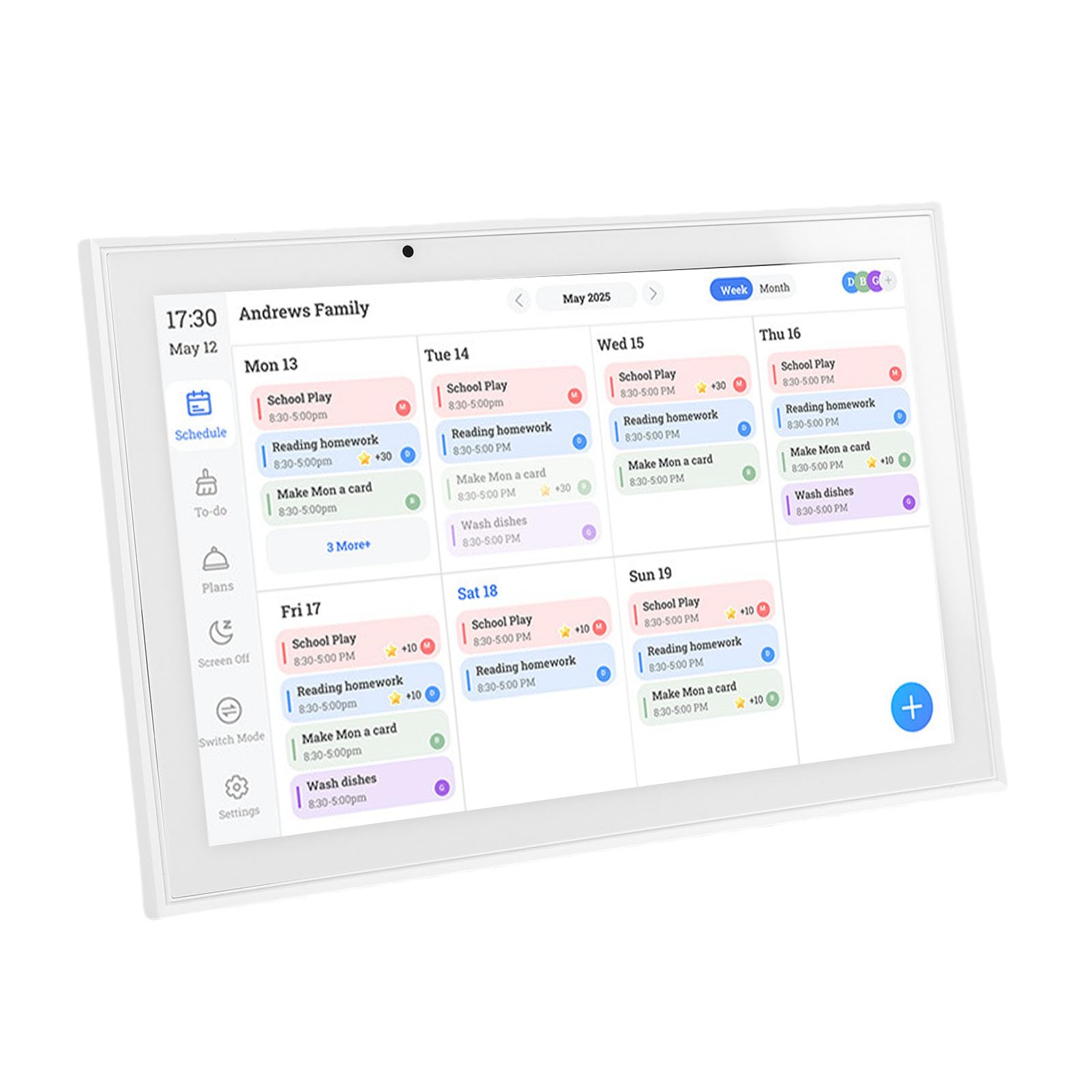 Socobeta Calendario Digitale da 10,1 Pollici Touch Screen Smart Family Planner per Grafico Interattivo dei Lavori Domestici e Gestione delle attività Bianco (Spina UE 100-240 V)