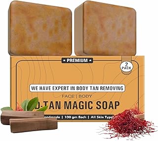 Magic D-Tan Removal Soap | Handmade Saffron & Sandalwood (Kesar Chandan) Brightening Bathing Bar | Glow Enhancing Soap for... Price In India