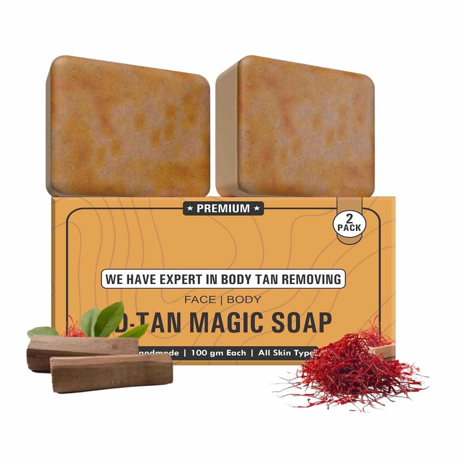 Magic D-Tan Removal Soap | Handmade Saffron & Sandalwood (Kesar Chandan) Brightening Bathing Bar | Glow Enhancing Soap for Men & Women | 100 gm (Pack of 5)-picture-25
