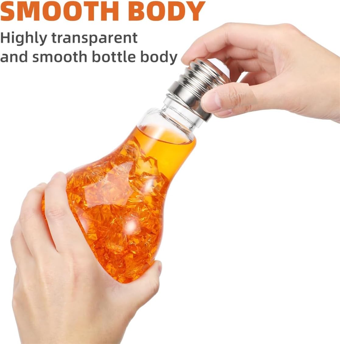 Glühbirnenförmige Flasche, leuchtende Glasbecher, ideal für Softdrinks, Bier, Cocktails und Longdrinks auf Rumbasis, 4 Stück (500 ml)