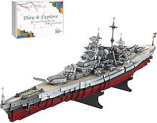 Bismarck Class Battleship Building Blocks Set, MOC Military Warship Model Bricks Construction Toy Compatible with Lego - 2081 Pieces