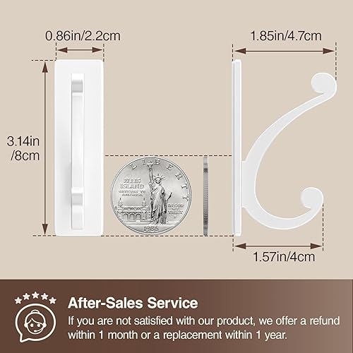 Miniatura 4 de Gancho adhesivo de pared para toallaabrigo, extra adhesivo de 10 libras, acero inoxidable, para colgar en el baño o la ducha, color blanco, paquete