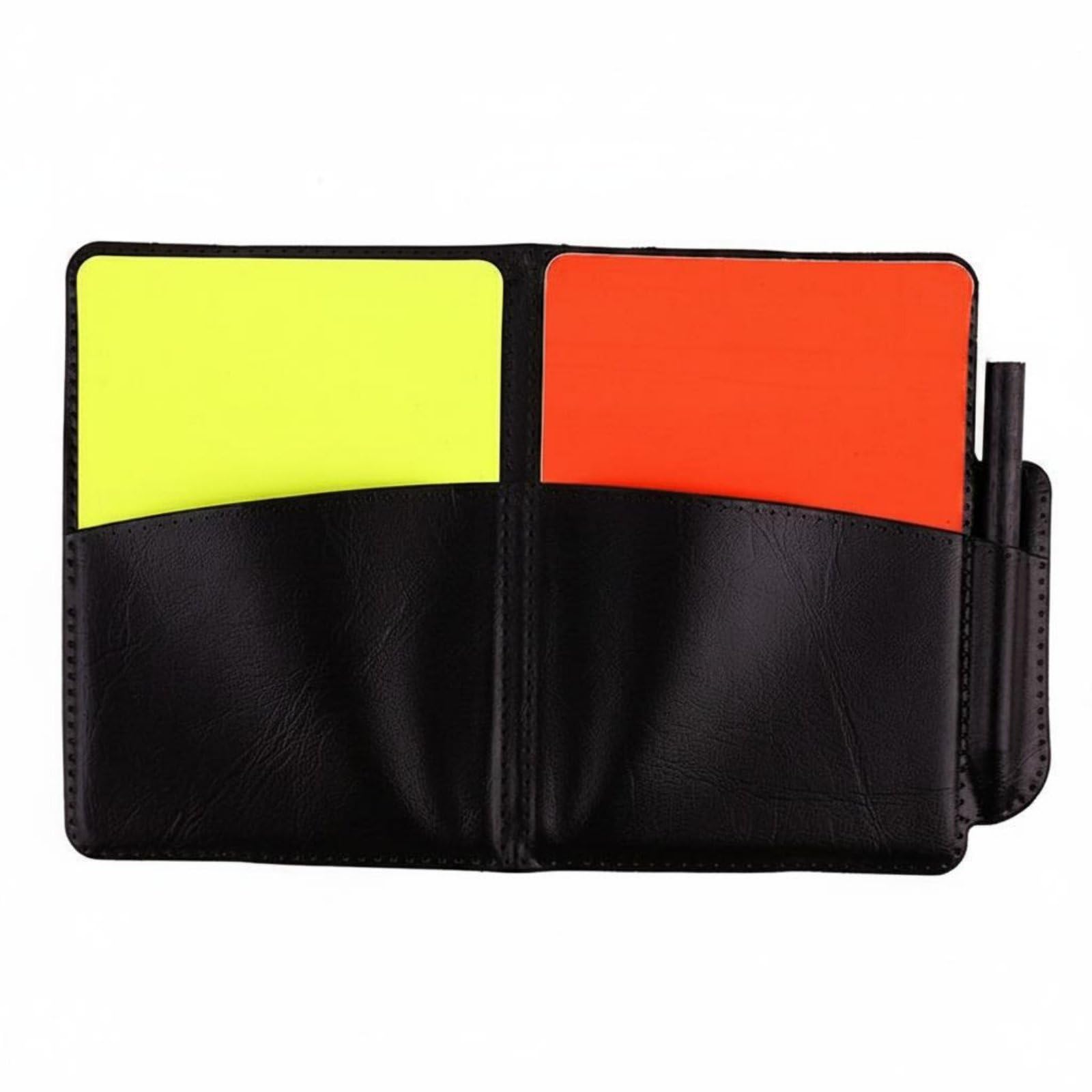 Writing Instrument Included Caution and Dismissal Card Set Log Paper Referee Warning Cards Leather Case Football Referee Card Wallet Portable for Referees, L No Logo with Case-image-3