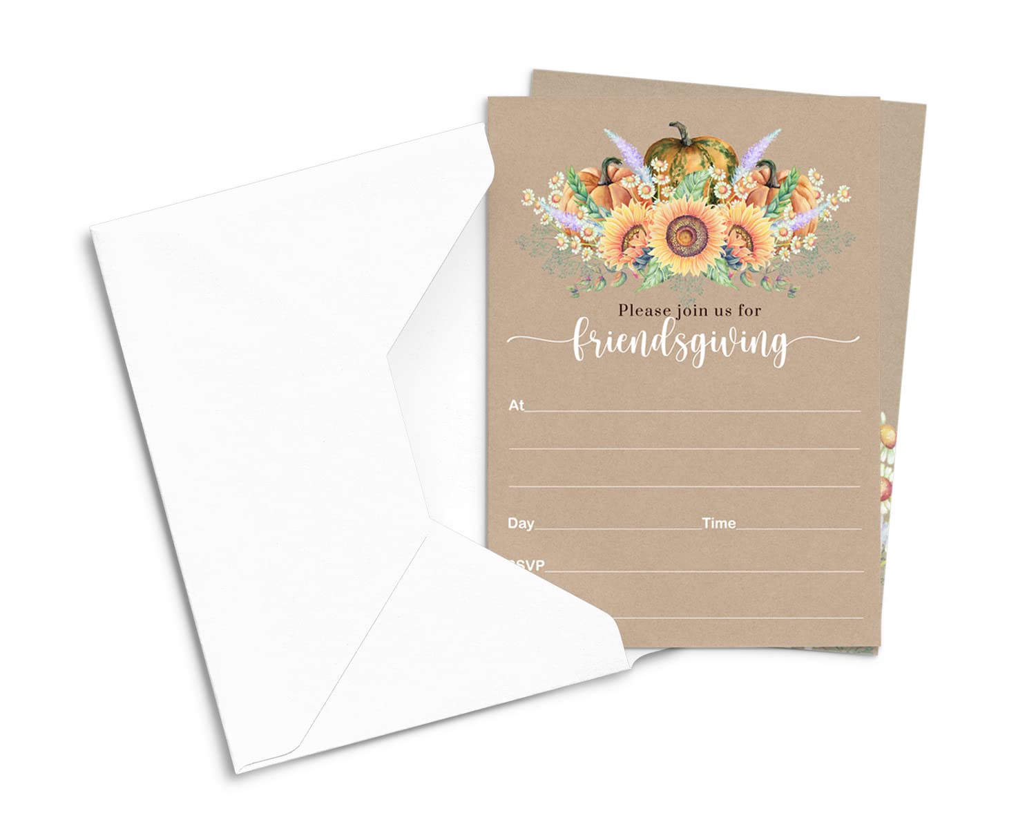 Amazon.com : Friendsgiving Invitations and Envelopes (15 Pack) Thanksgiving  Party Invitation Dinner with Friends - Blank Fall Invite Card Set - Autumn  Harvest Sunflower Themed Printed 5x7 – Paper Clever Party : Home & Kitchen