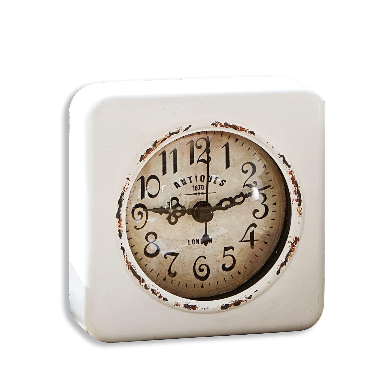Loberon Uhr Gervase, Charmantes Vintage-Flair, mit Antik-Finish und Verzierten Zeigern, Nützlich & Dekorativ, Zeitmesser, Eisen, antikweiß