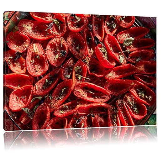 Pixxprint tomates au Basilic Huile d'olive et d'herbes, Format séchées au Soleil: 60x40 sur Toile