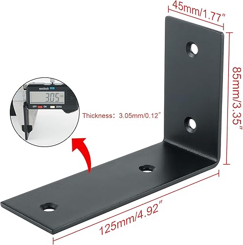 Miniatura 3 de Alise Soportes flotantes para estantes resistentes en forma de L, soportes de esquina de ángulo negro para estantes, soporte de estante reforzado de
