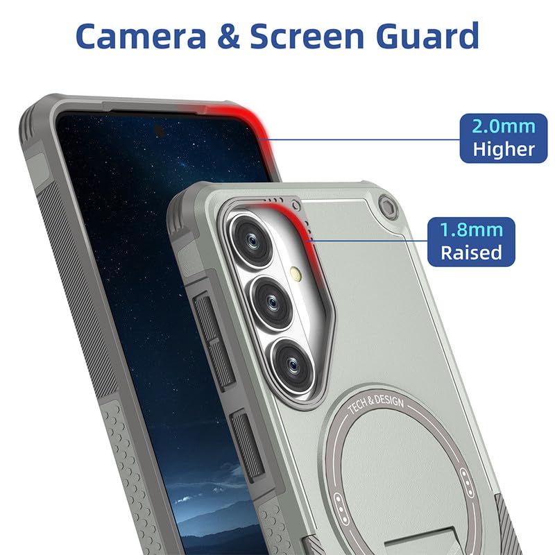 Image of US LITE Back Cover for Samsung Galaxy S26 with Portable Kickstand | MagSafe Compatible Magnetic Case | Shockproof Military Grade Protection | Extreme Protection Phone Cover - Grey