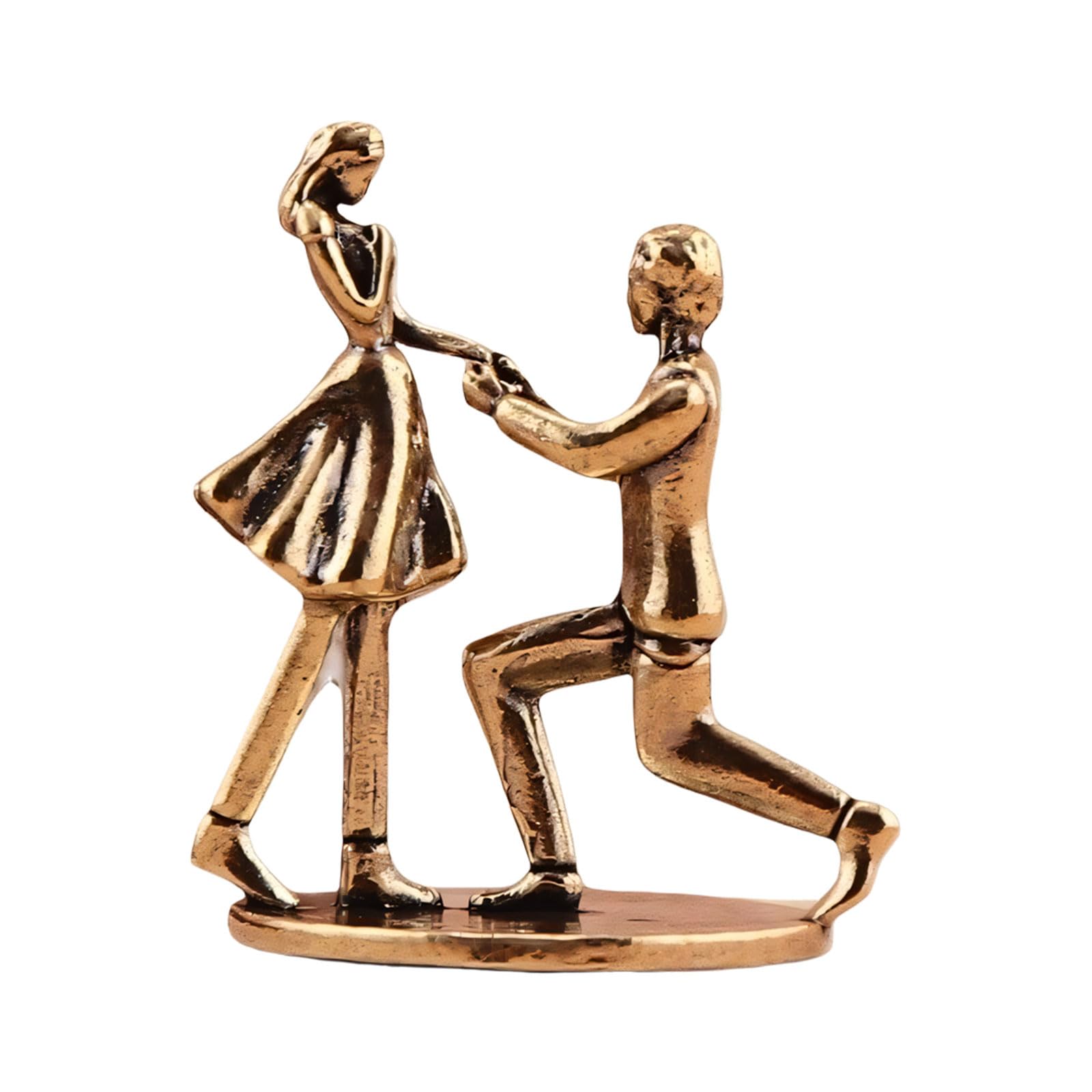 Shurhome Artistic Handcraft Proposal Couple Sculpture Symbolizing Love and Commitment for Living Room Shelf Table Display Statue Metal Statue
