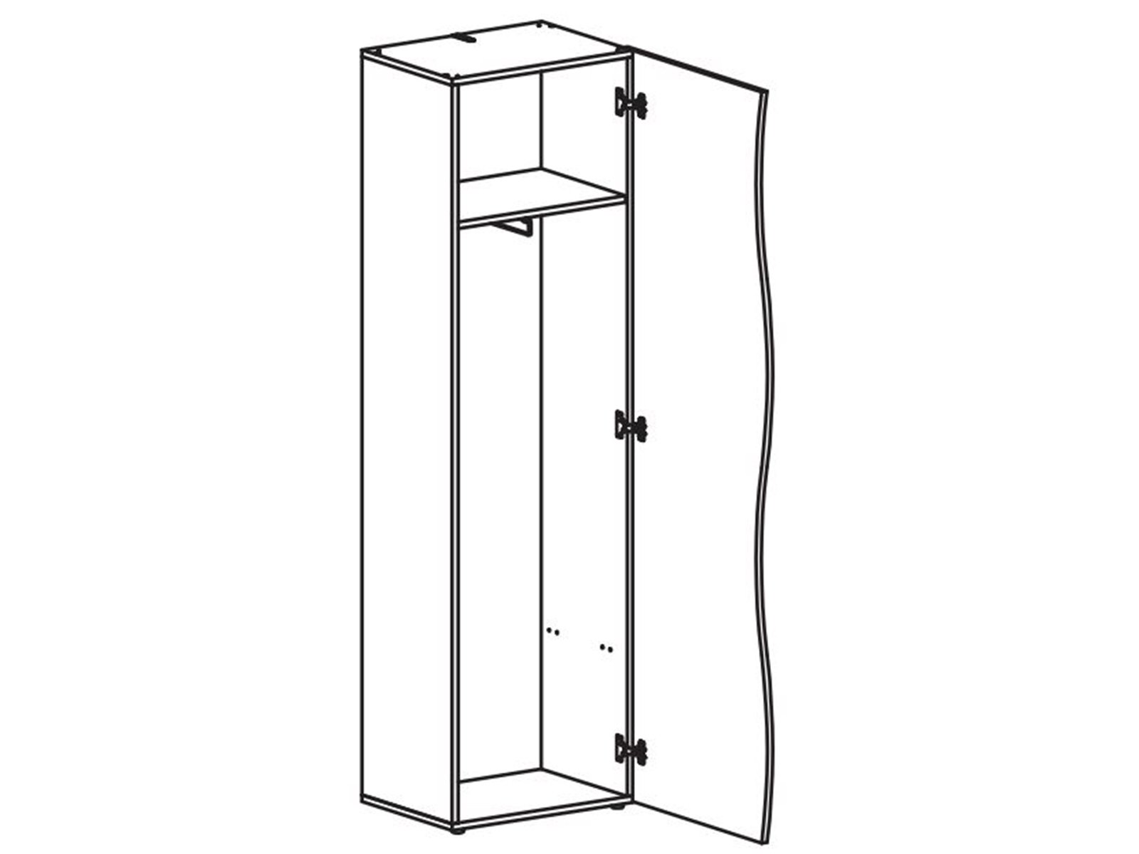 möbelando Garderobenschrank >Onda< in Weiß/Hochglanz - 63x185x40cm (BxHxT)