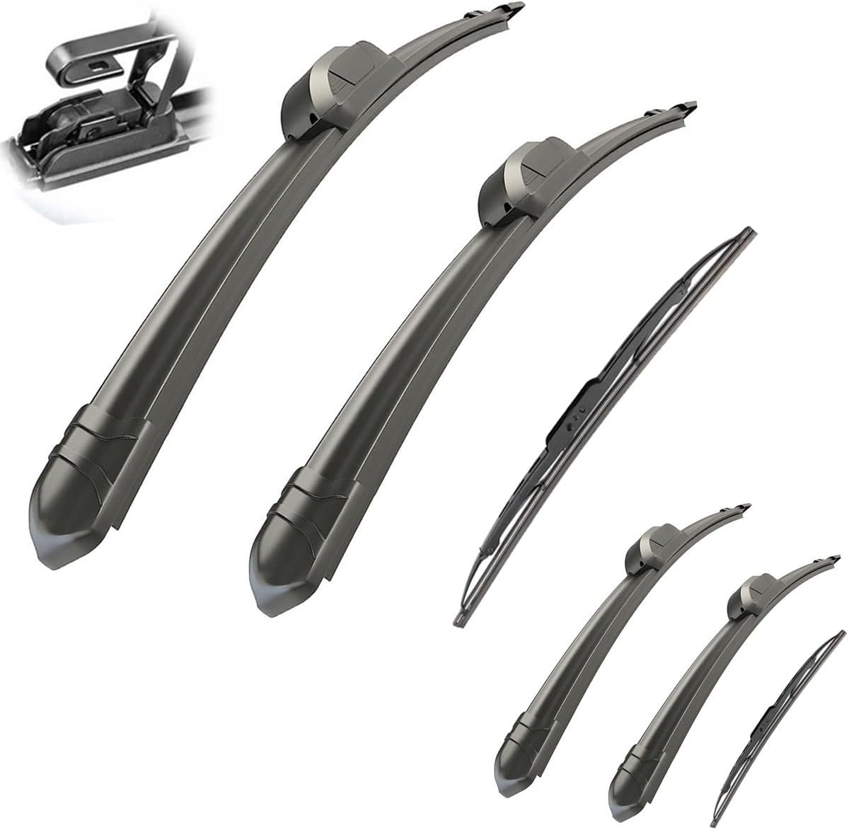 Car Wiper Compatible with Mitsubishi Pajero V60 Montero Shogun MK3 2000-2006 Car Front Rear Wiper Blades Windscreen Wipers Auto Windshield 20"20"16" (Color : 6 wipers)