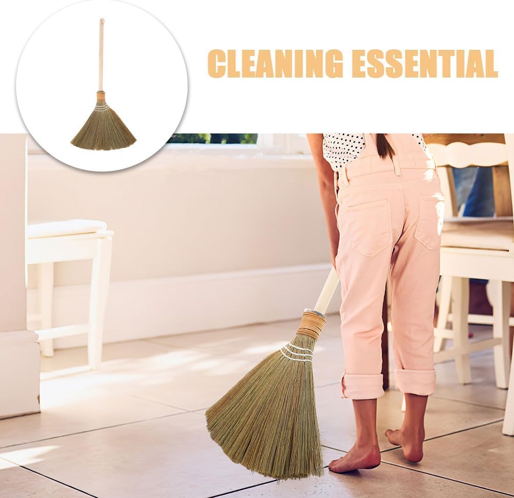 NUOBESTY Natural Straw Broom Vietnamese Corn Whisk Broom with Wooden Handle