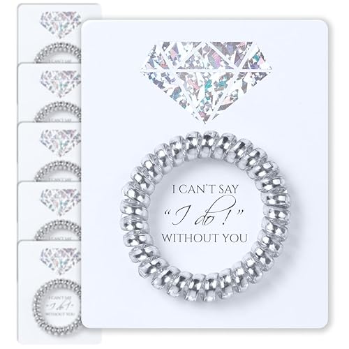 Miniatura 12 de Juego de 6 lazos en espiral para el cabello en una tarjeta de propuesta, cordón para teléfono para despedida de soltera, regalos de despedida