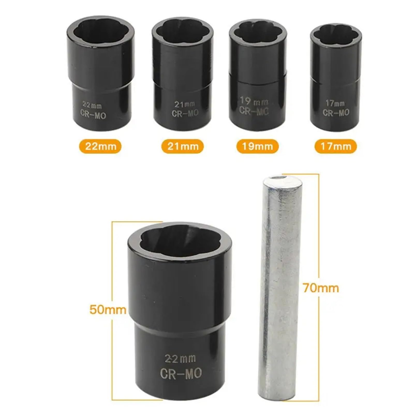 1 zestaw śruba udarowa do usuwania nakrętek napędu narzędzi nasadowych 17mm 19mm 21mm 22mm narzędzie Zestaw przedłużek