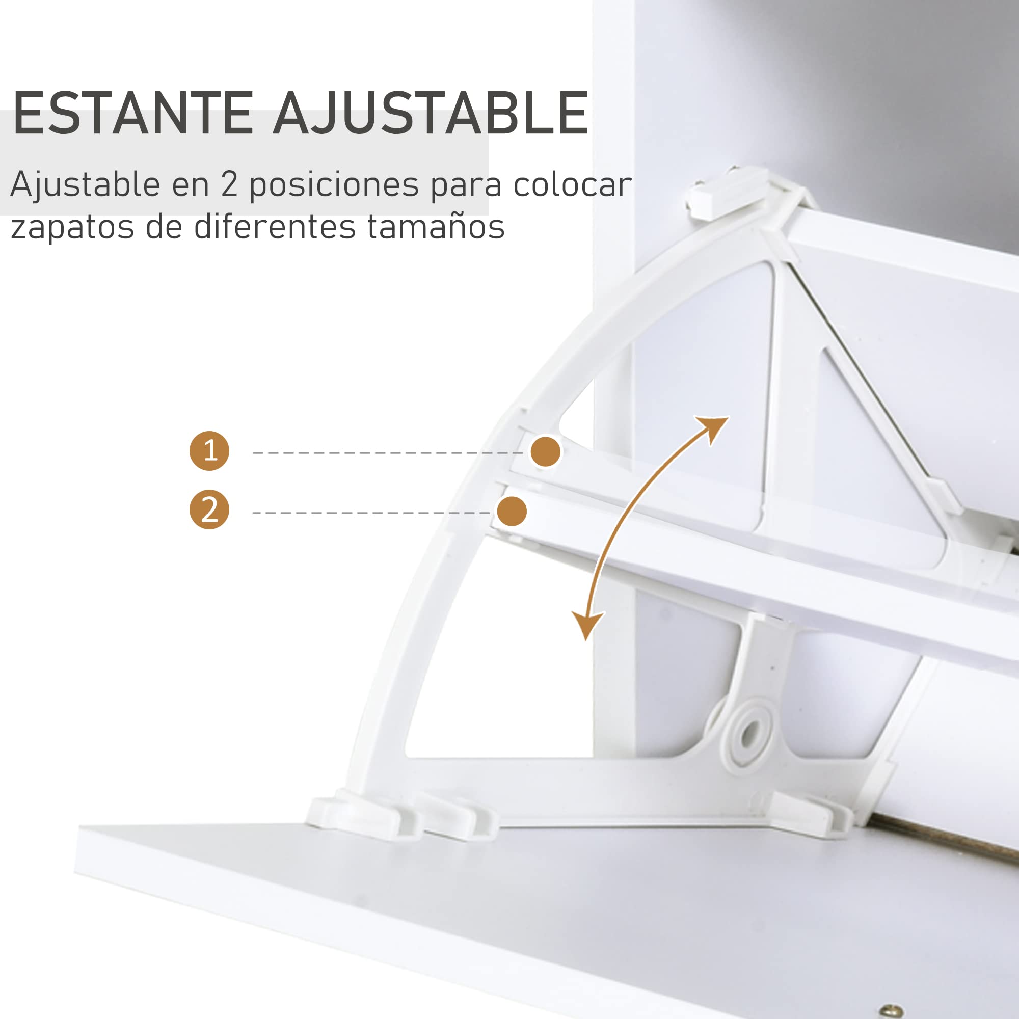HOMCOM Mueble Zapatero Armario Zapatero con 3 Cajones Estante de Vidrio y Asa de Aluminio para Pasillo Entrada Carga 50 kg 60x24x105,5 cm Blanco