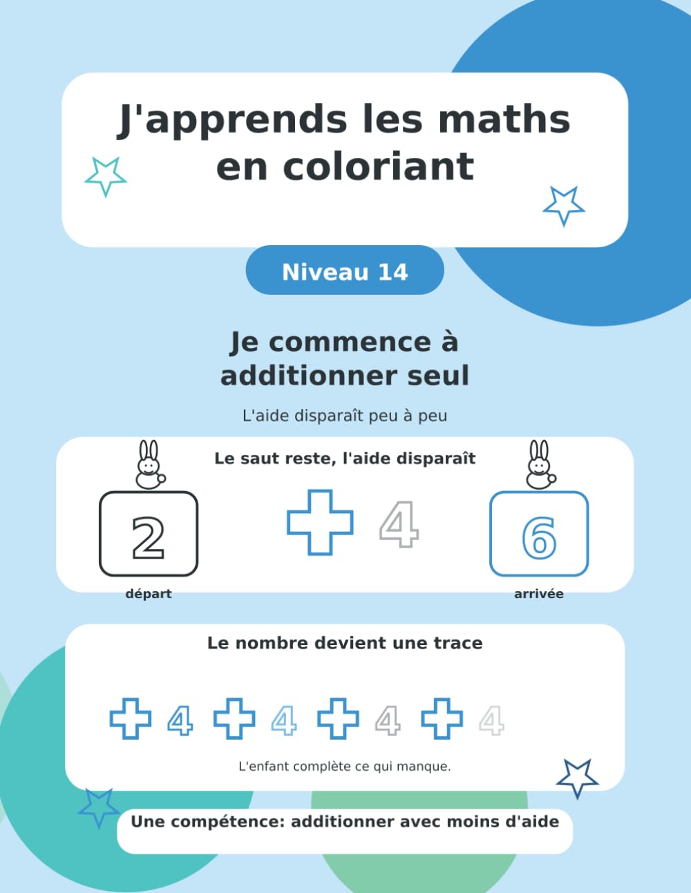 J'apprends les maths en coloriant: Niveau 14 - Je commence à additionner seul