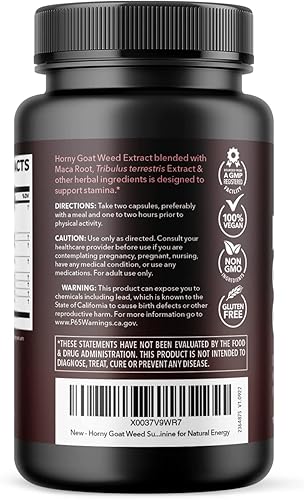Miniatura 4 de Horny Goat Weed Cápsulas para hombres y mujeres  Rendimiento extra fuerte y apoyo energético con Tongkat Ali, Muira Puama y Saw Palmetto  Suplemento