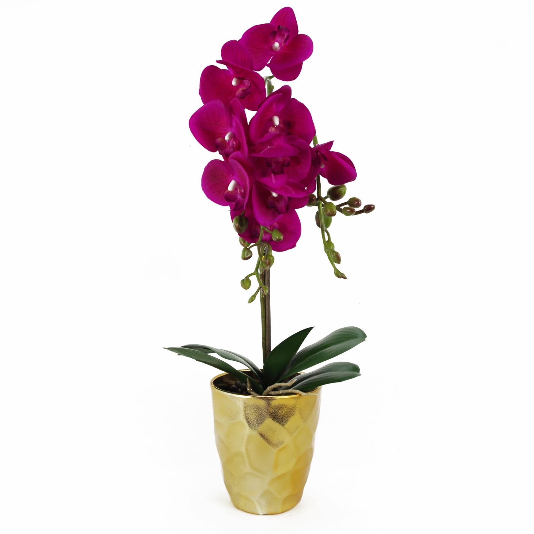 Artificial Orchid Plant - Dark Pink - 54cm - Gold Pot