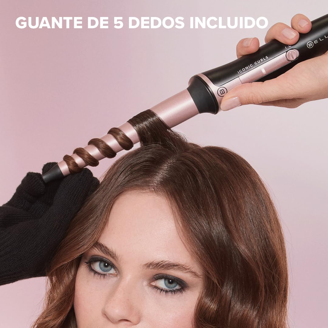 Bellissima Iconic Curls, rizador, revestimiento cerámico, forma cónica para rizos suaves y puntas definidas, temperatura 150°C/210°C, diámetro 13/25 mm, guante térmico