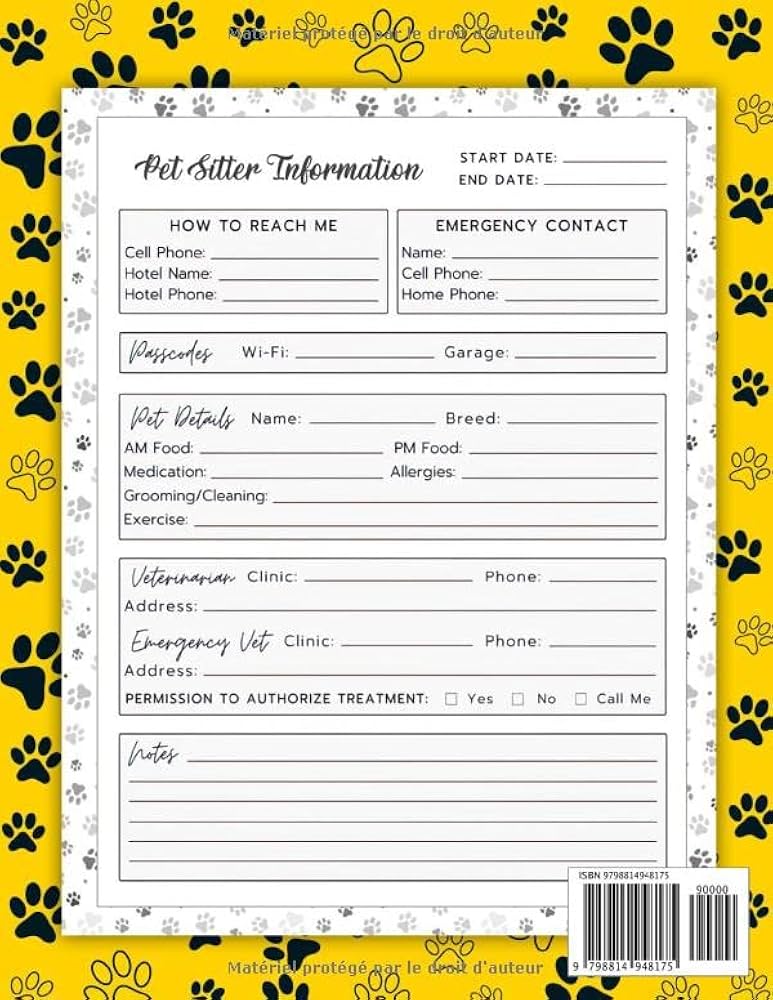 pet-sitter-information-sheet-checklist-leave-your-pets-in-safe-hands-pet-sitter-pet-sitter-instructions-pet-sitter-notes-dog-sitter-cat-payments-and-others-french for Free Printable Pet Sitter Checklist Pet Sitter Information Sheet & Checklist: Leave your Pets in Safe Hands Pet Sitter | Pet Sitter Instructions | Pet Sitter Notes | Dog Sitter | Cat ... Payments and Others...) (French for Free Printable Pet Sitter Checklist