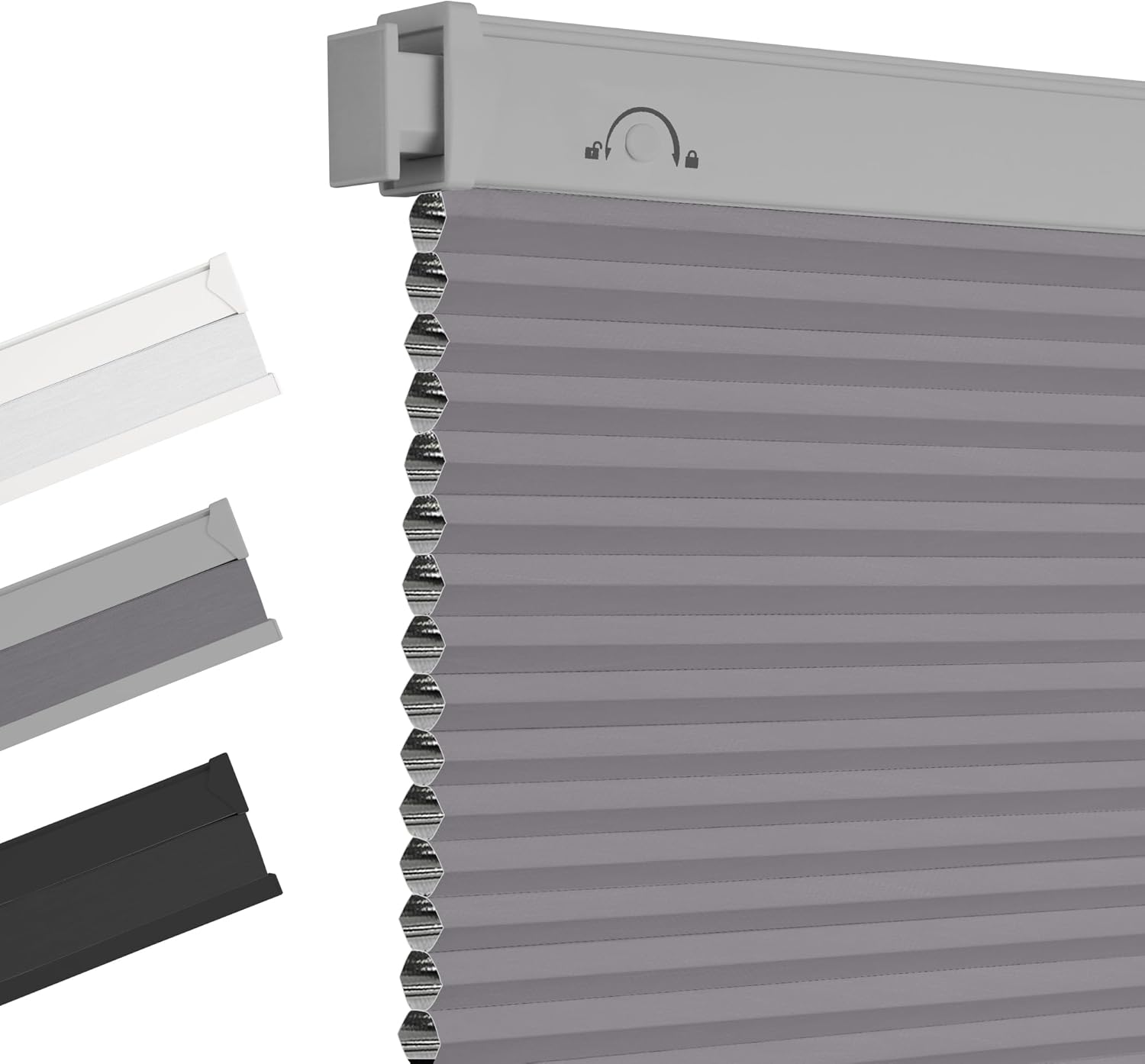 Allesin Zen No Drill Blinds for Windows Blackout Cordless Cellular Shades Honeycomb Blinds Pull Down, Free Stop Easy Install for Home and Office, Blackout, Light Gray, 35" W x 64" H Light Gray-100% Blackout 35"W x 64"H