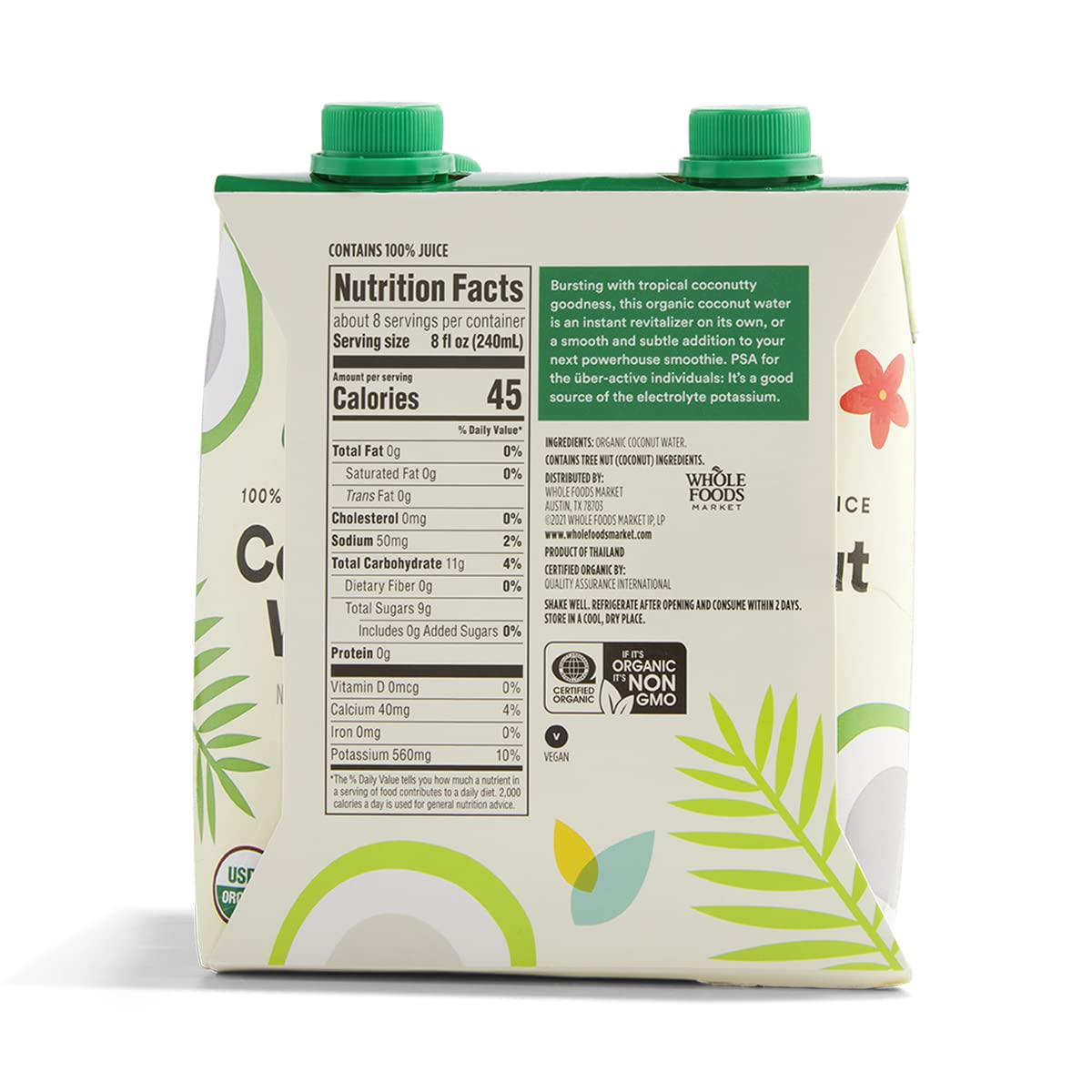 365 by Whole Foods Market, Organic Coconut Water 8 Pack, 67.6 Fl Oz