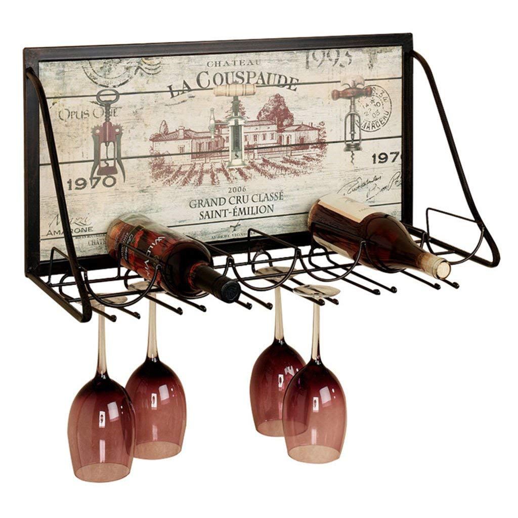 Casier à vin en fer mural robuste, support de verre au design épuré