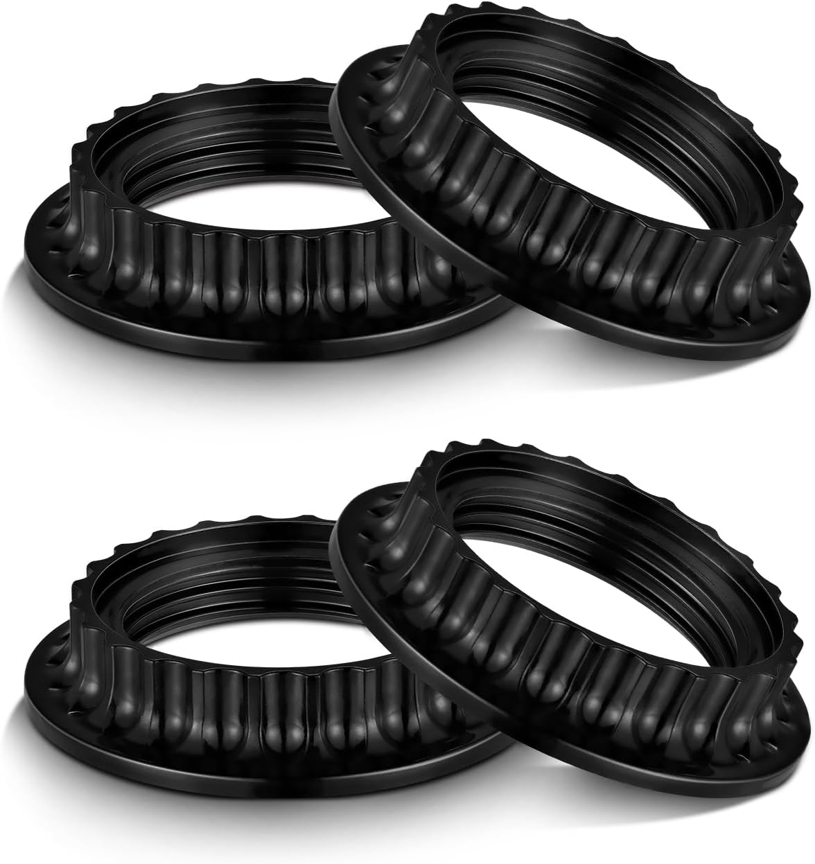 Lamp Shade Collar Rings, Bakelite Material, Black, Round, Retro Style, 1-3/8" Inside Diameter, 2-1/8" Outside Diameter, 4 Pack