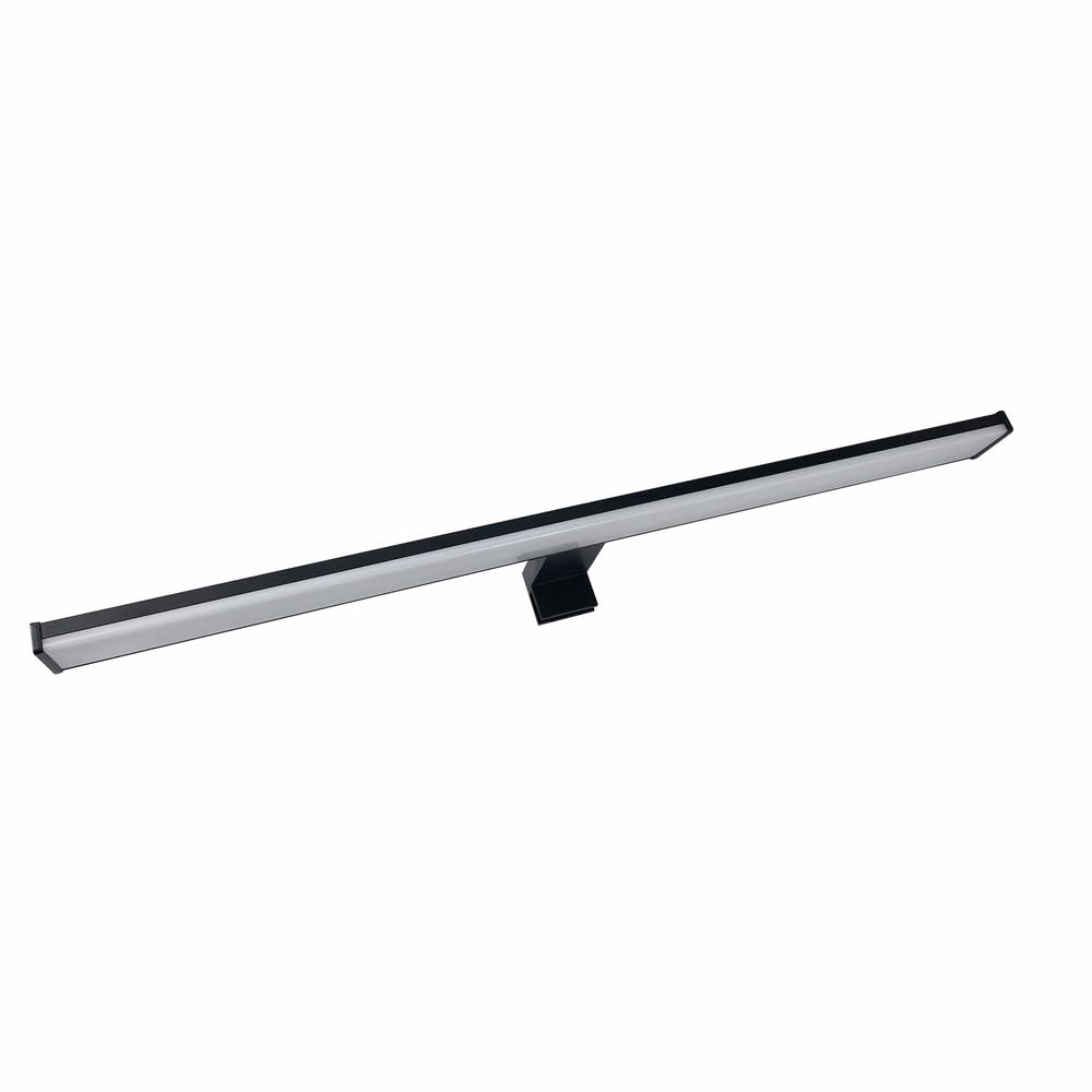 TIBELEC Aplique miroir LED noir 60cm, 12W, 4000 lm, IP44, 4000K, 3 types de fixation, bornier intégré, garantie 5 ans