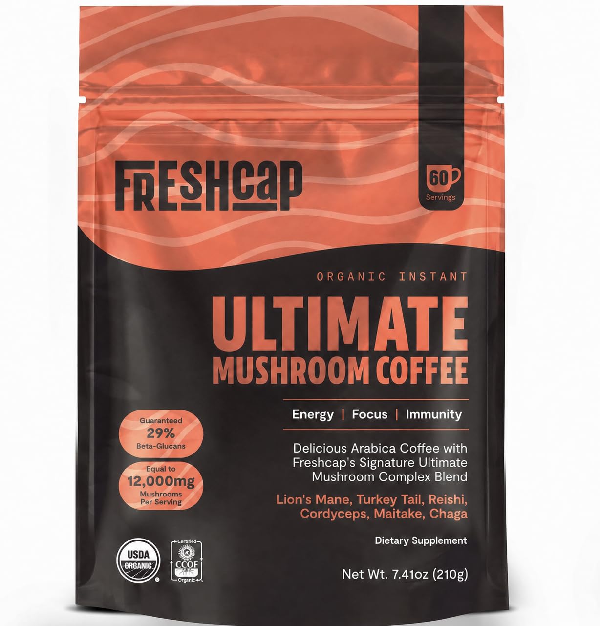 FreshCap Mushrooms Powder - Ultimate Mushroom Complex, 60 Servings — Amazon image 17
