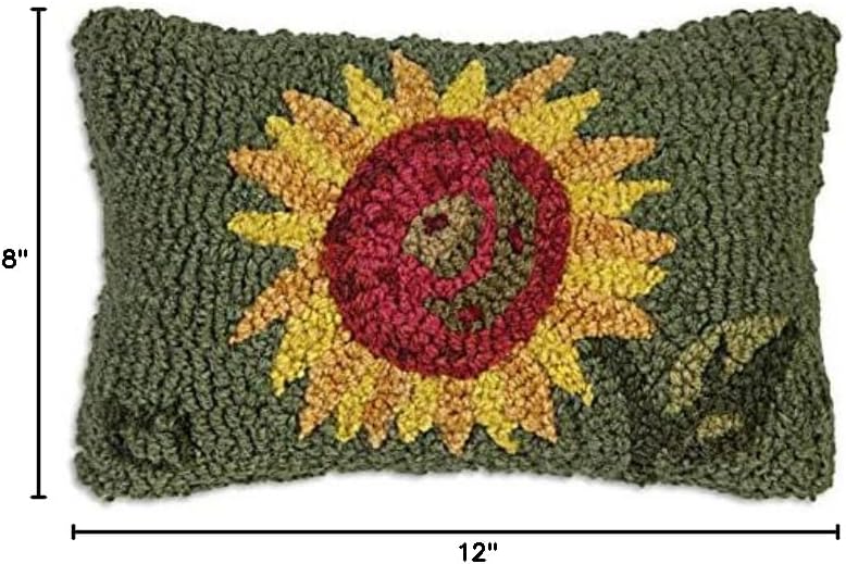 Chandler 4 Corners Artist-Designed Sunflower Hand-Hooked Wool Decorative Throw Pillow - Flower Themed Pillow for Couches & Beds - Easy Care & Low Maintenance-Nature, Garden, Floral Pillow