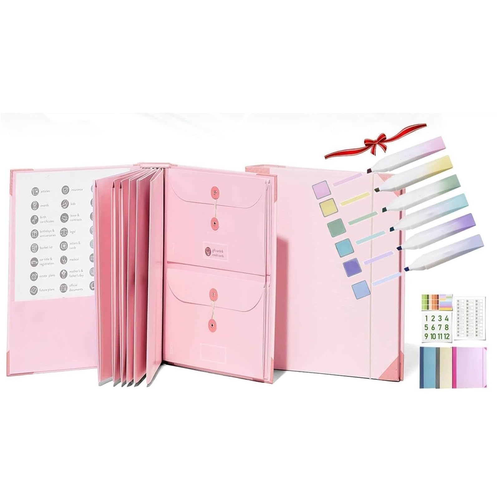 Organizador De Documentos Importante, Organizador De Documentos Life Con 3 Pegatinas Y Bolígrafo For Guardar Documentos En Escuelas, Reuniones Y Oficinas(Pink)