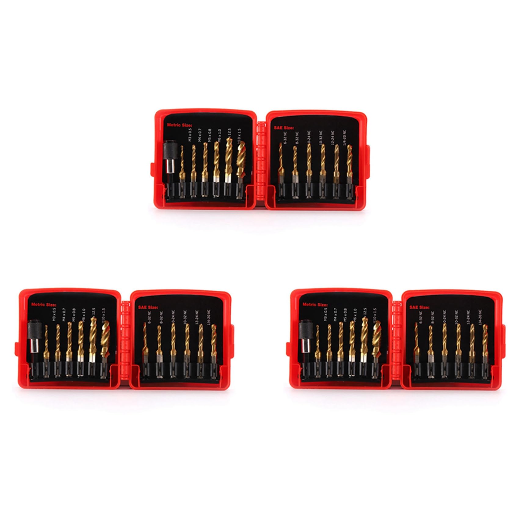 Jnchdghwa Gold Titanium Combination Drill Tap Bit Set 39Pcs Sae And Metric Tap Bits Kit For Thread Drilling Tapping Deburring