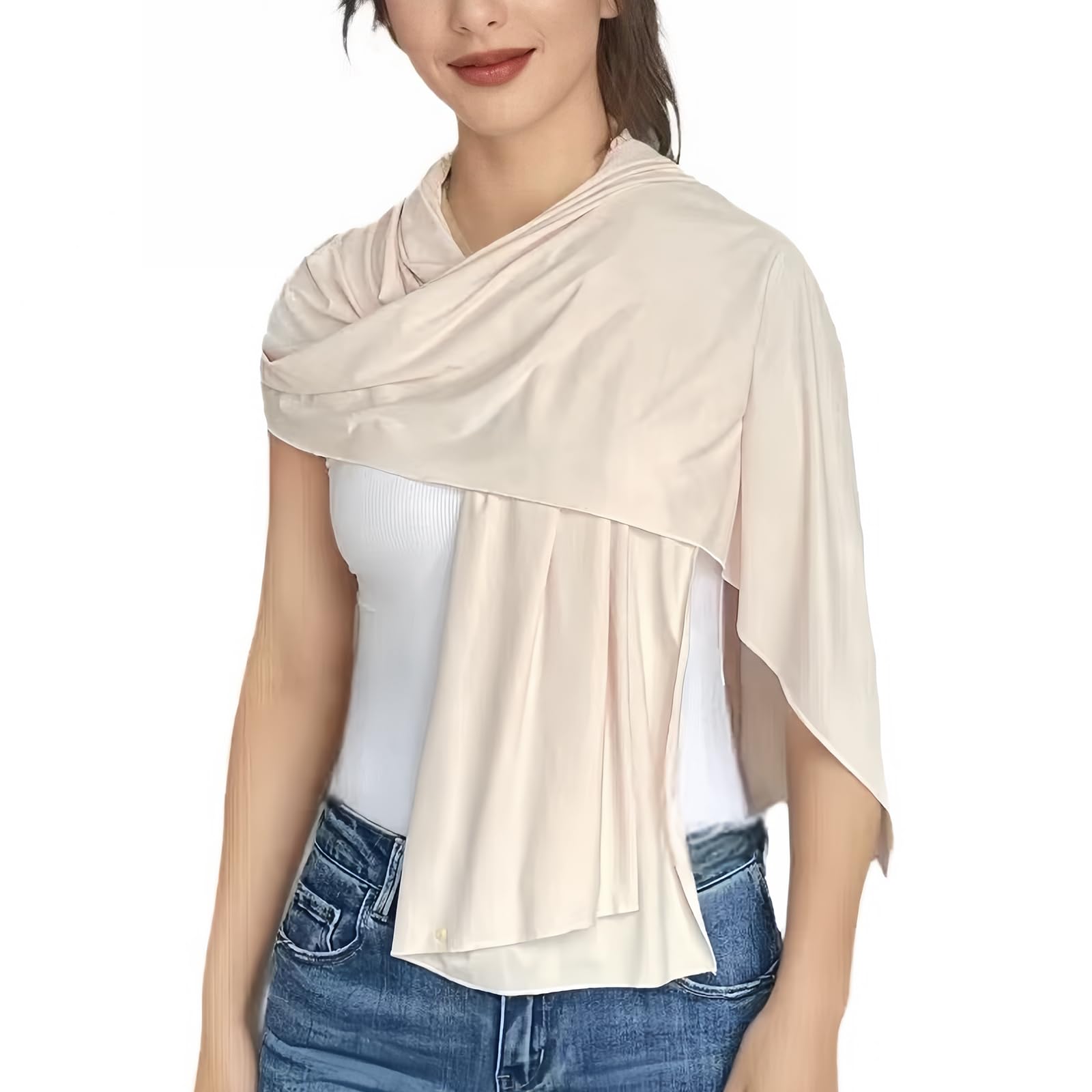 Bufanda de viaje con protección solar UPF 50+ y pashminas para mujer, manta de viaje para exteriores, verano, chal blanco UV