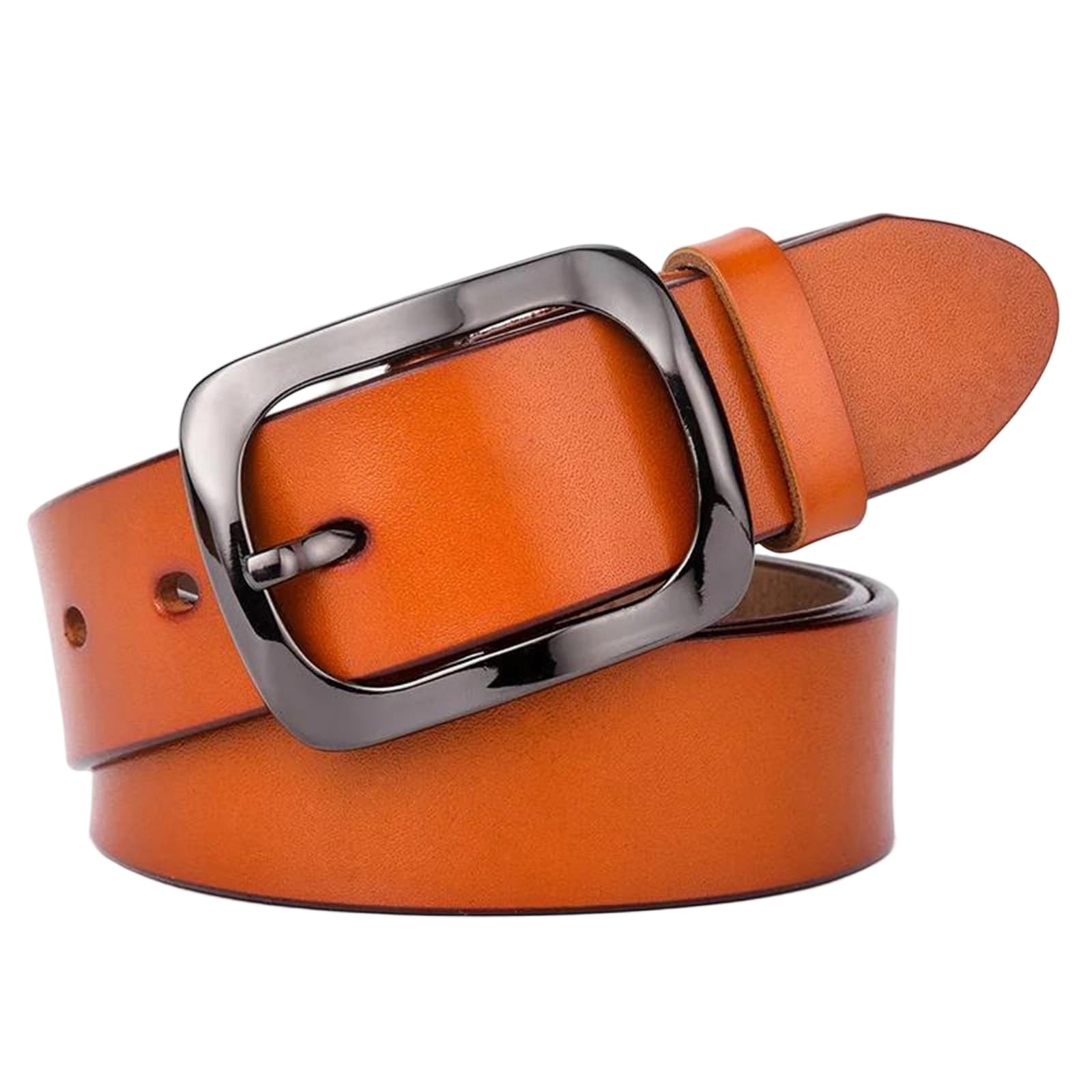Yeuyyben Cinturón de piel auténtica con hebilla de metal para mujer, estilo casual, pantalones vaqueros, cinturón de cintura ajustable
