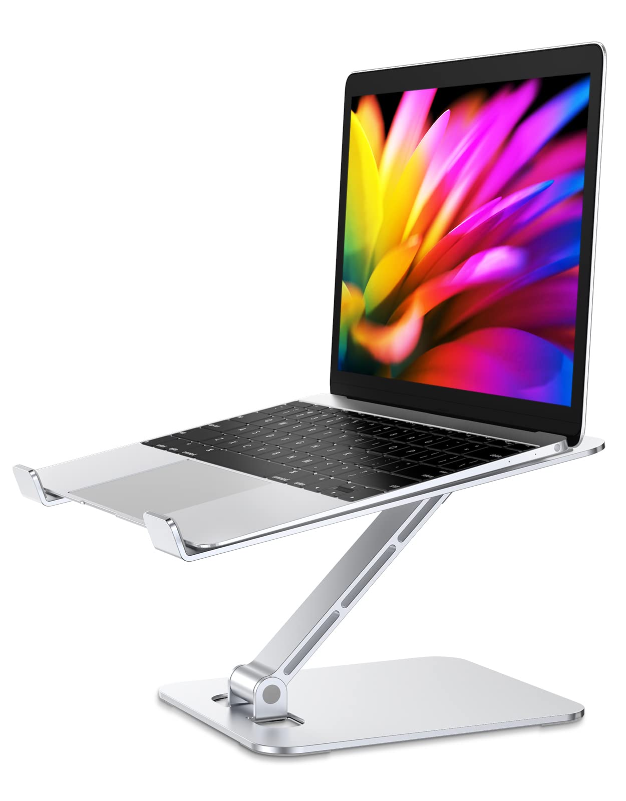 Babacom Laptop Stand, Ergonomic Foldable Computer Stand with Adjustable Height, Ventilated Aluminium Alloy Laptop Riser Desktop Book Stands Compatible with MacBook Air Pro, All 10-16" Laptops (Silver)Babacom Laptop Stand, Ergonomic Foldable Comp…