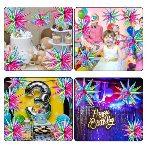 Star Balloons,Foil Balloons,8 Pcs 22 Inch Huge Gradient Iridescent Explosion Foil Star Balloon for Birthday Baby Shower Rainbow Ice Cream Party Bridal Shower Decorations Supplies for 14+ Years Old - Image 6