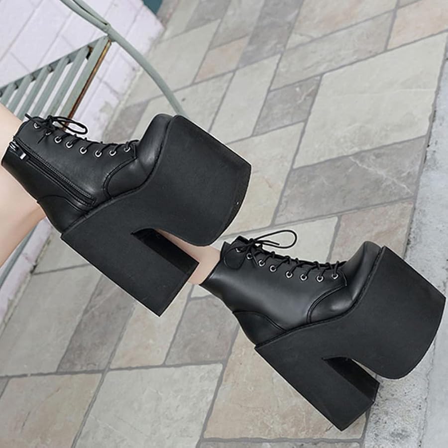 Amazon | [cnstone] 17cm ショートブーツ 厚底 レディース 太ヒール