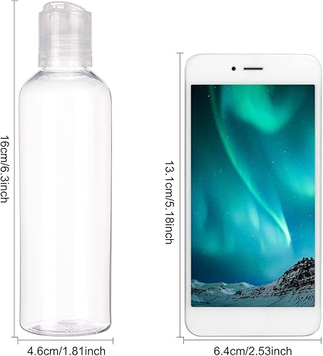 Miniatura 2 de BENECREAT Botellas de plástico transparentes recargables con tapa abatible de disco de prensa, Tapa transparente - 6.7 onzas, 6.7 oz