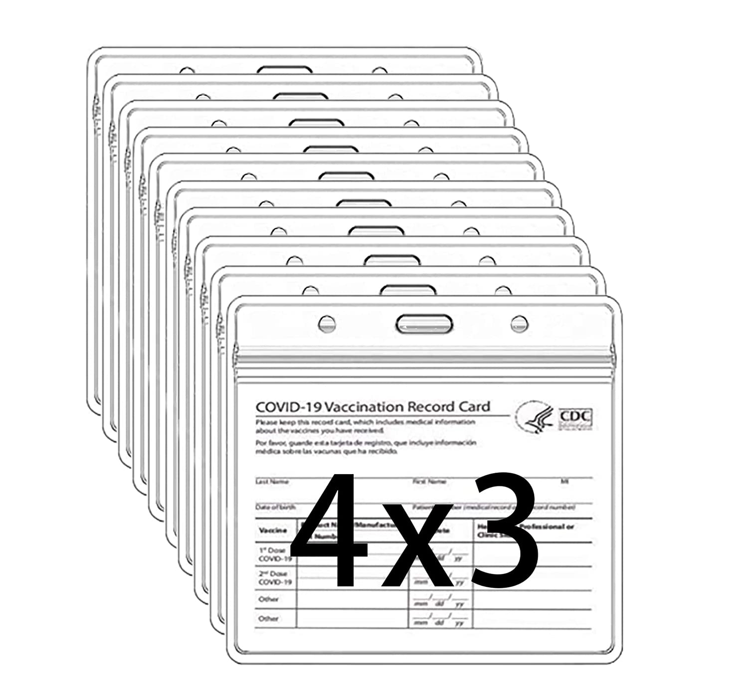 3/5/10Pack-CDC Vaccination Card Protector 4 X 3 Inch Immunization Record Vaccine Cards Cover,Clear Vinyl Plastic Sleeve with Waterproof Type Resealable Zip