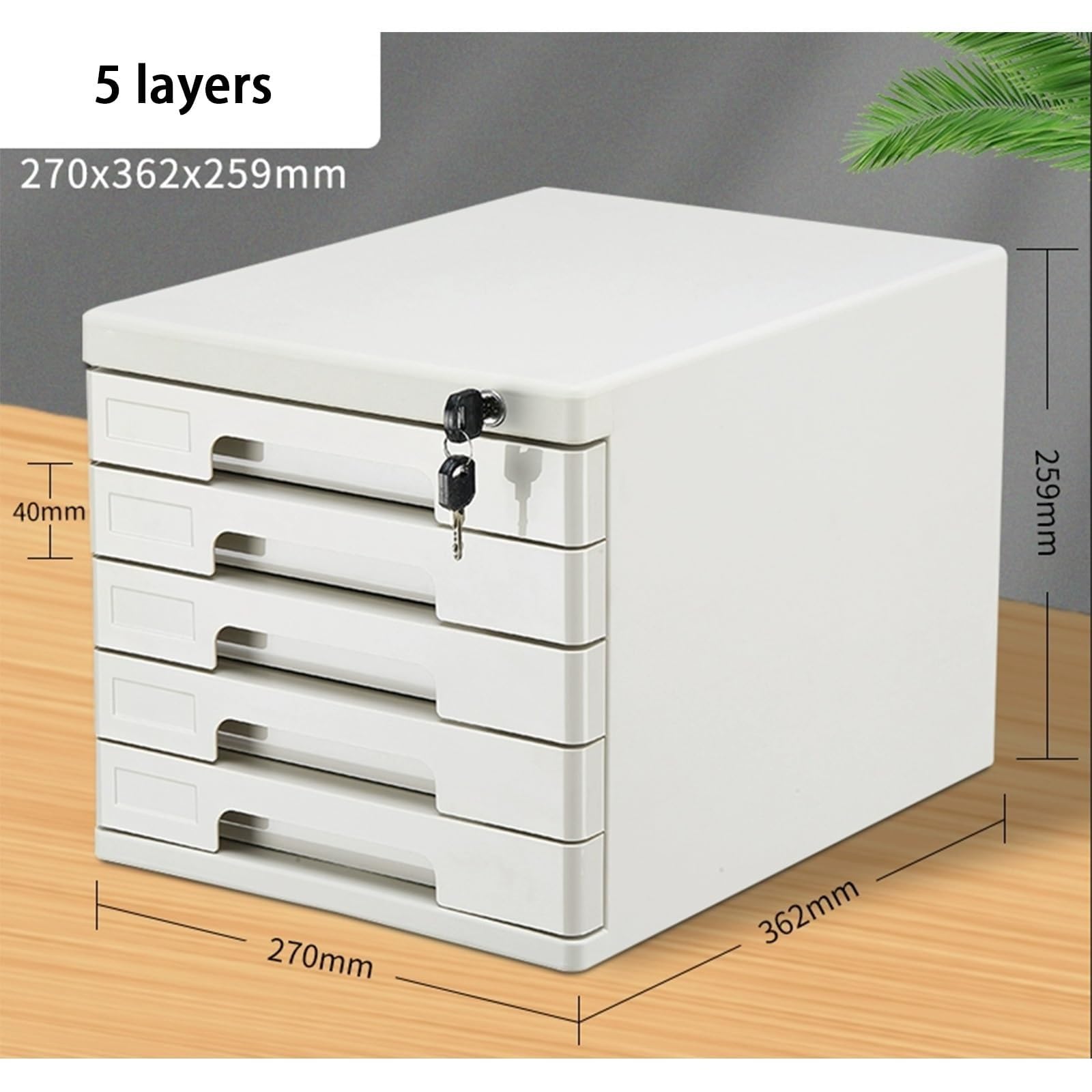 Archivio portadocumenti a 5 strati con serratura - Archivio documenti A4 multi-cassetto per ufficio e casa - Archivio desktop grigio per una nizzazione efficiente e una gestione sicura dei file