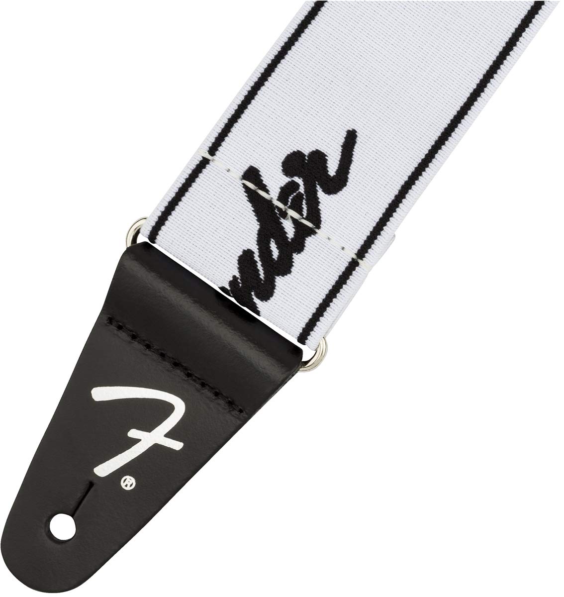 Fender Weighless Strap - Logo Running - Bianco/Nero