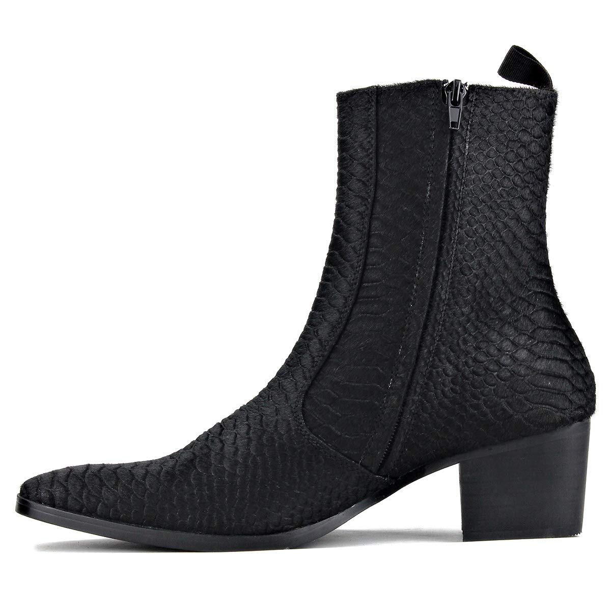 Mężczyźni Modne Wysokim Obcasie Buty Zimowe Zamek Błyskawiczny Prawdziwa Skóra do Kostki Chelsea Boots OS-JY021&A