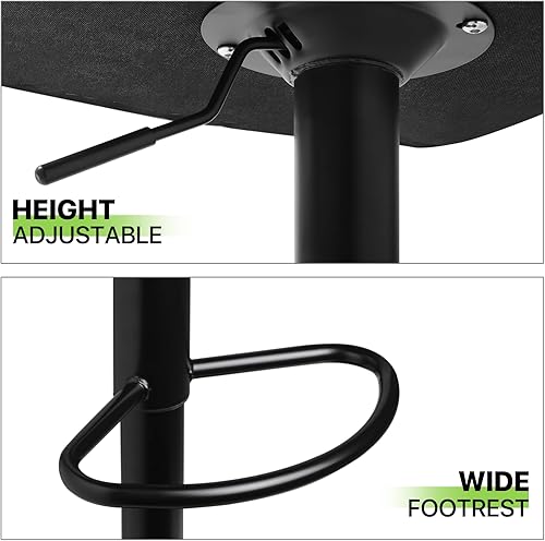 Miniatura 9 de Magshion Juego de 2 taburetes de bar de cuero con respaldo, sillas de bar de altura ajustable para cocina, hogar, bar, sala de estar (naranja) Negro