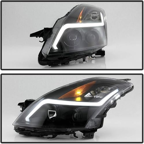 Miniatura 5 de ACANII - Para [tipo halógeno] 2007-2009 Nissan Altima Sedan negro ahumado LED proyector faros delanteros montaje
