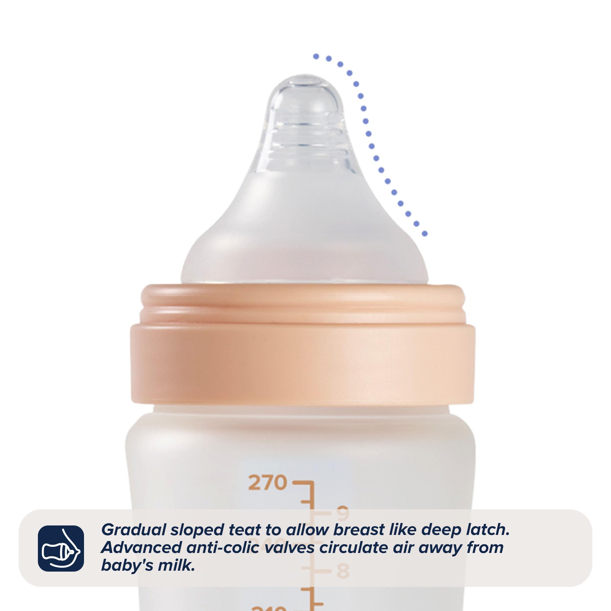 Nuby RapidBottle - Confezione da 2 biberon in vetro anti-coliche, con tettarella in silicone rivestito in silicone, alimentazione rapida, senza microplastiche, sterilizzazione rapida, 255 ml, colore